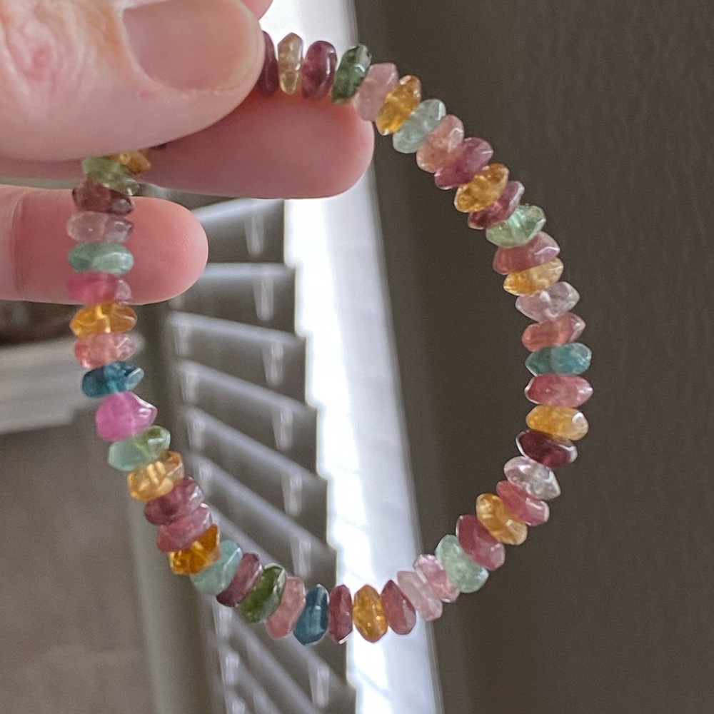 Natural Multicolor Tourmaline Bracelet Stretch 5–6mm Watermelon Gemstone